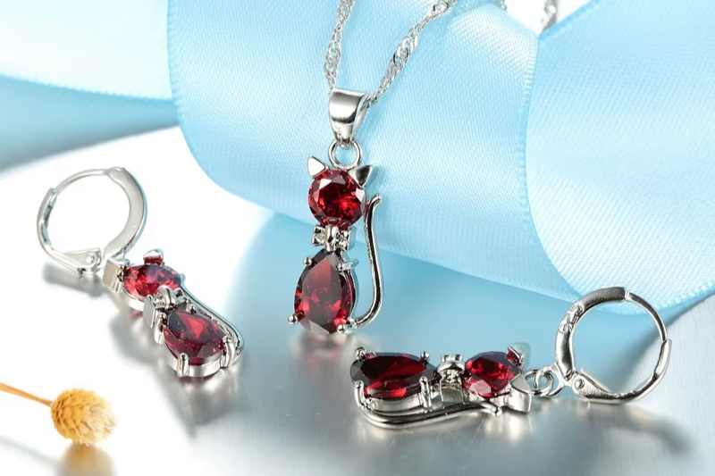 Crystal Cat – 925er Sterling-Silber Schmuckset ✨