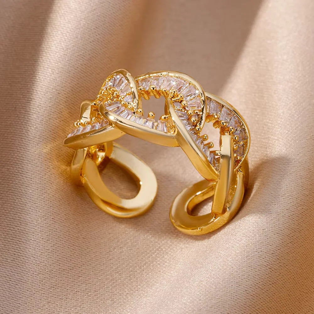 Golden Chic – Eleganter Zirkon-Ring aus Edelstahl