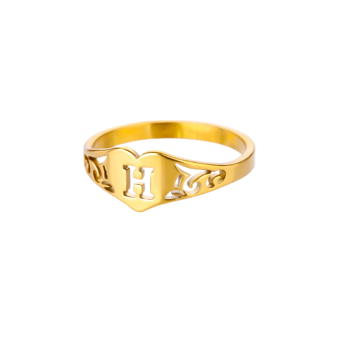 Golden Initial – Personalisierter Herz-Ring