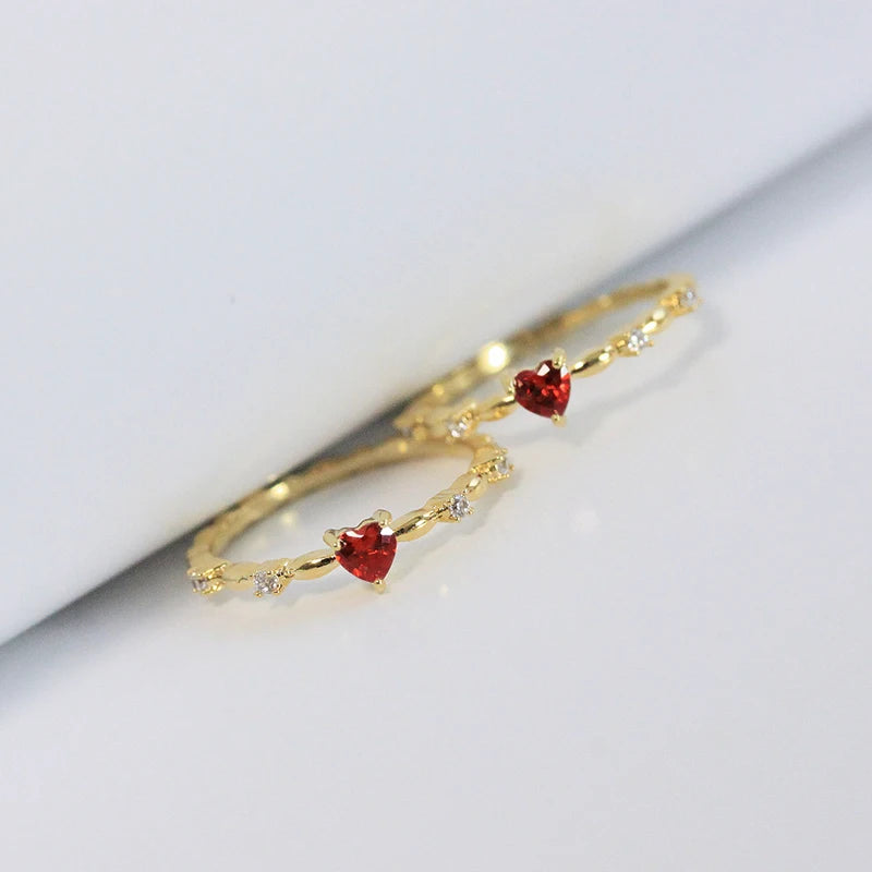 Red Love – Eleganter Zirkon-Ring mit Herzdesign