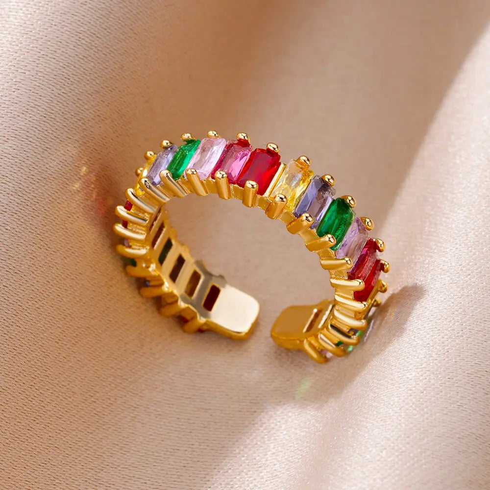 Golden Chic – Eleganter Zirkon-Ring aus Edelstahl