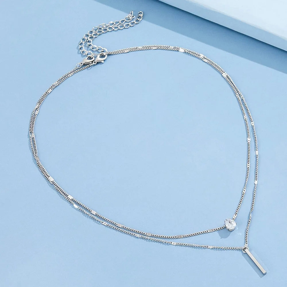 Luna Shine – Elegante Mehrreihige Zirkon-Halskette