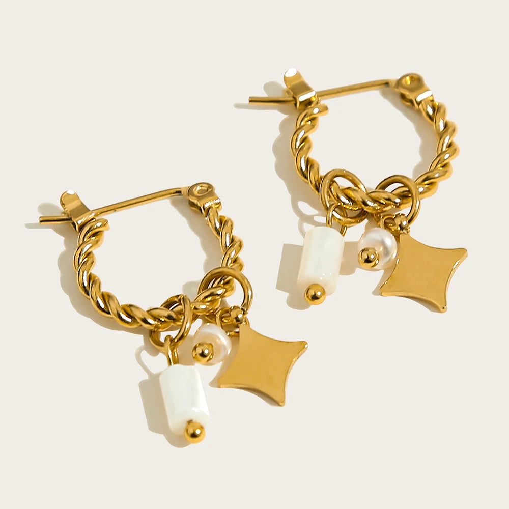 Golden Green – Elegante Creolen mit Naturstein