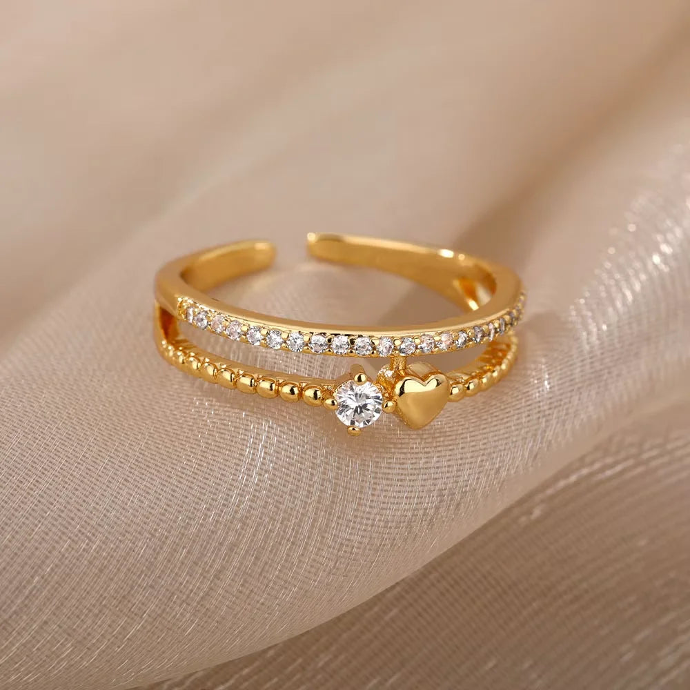 Golden Chic – Eleganter Zirkon-Ring aus Edelstahl