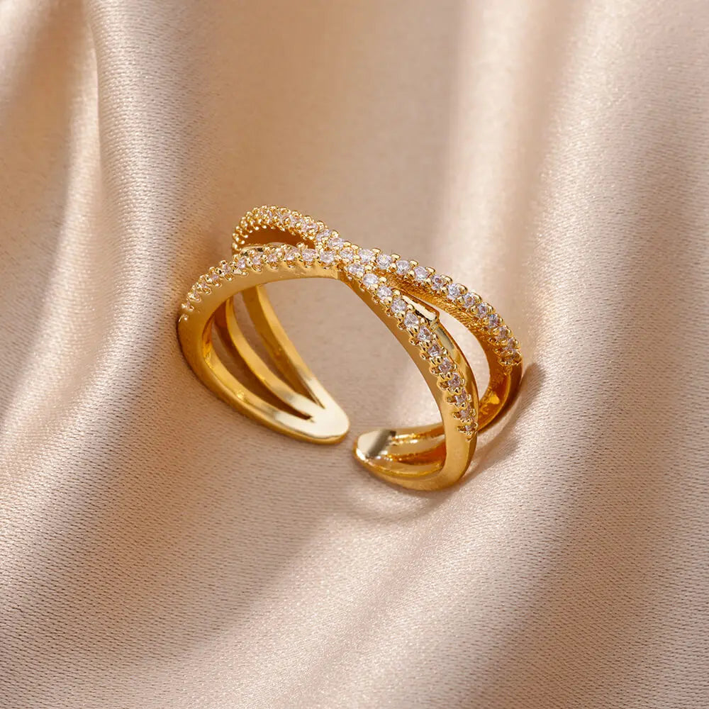 Belt Elegance – Eleganter Zirkon-Ring aus Edelstahl