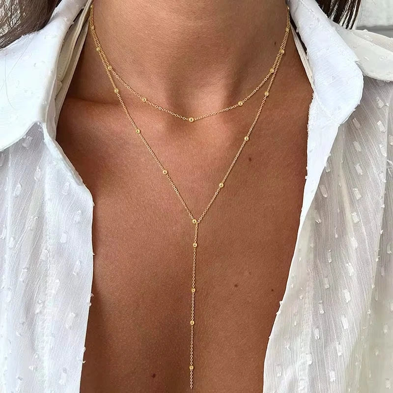 ✨ Golden Elegance – Elegante Y-Halskette
