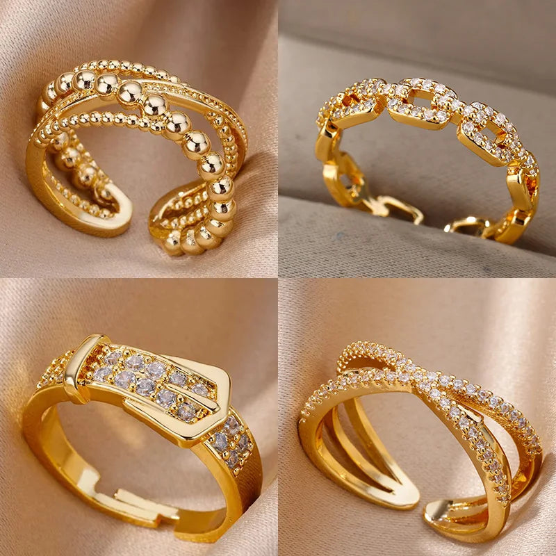 Belt Elegance – Eleganter Zirkon-Ring aus Edelstahl