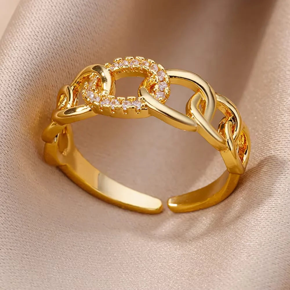 Golden Chic – Eleganter Zirkon-Ring aus Edelstahl