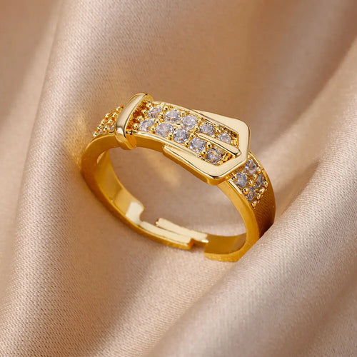 Belt Elegance – Eleganter Zirkon-Ring aus Edelstahl