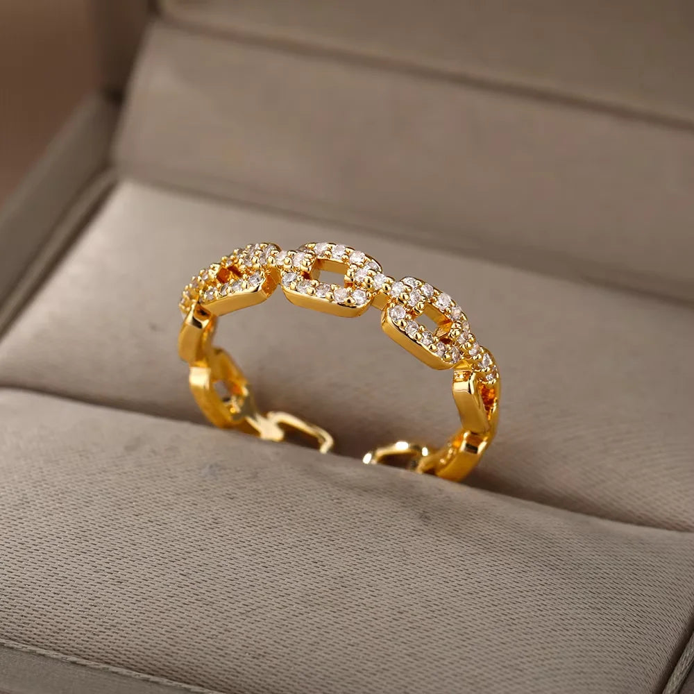 Golden Chic – Eleganter Zirkon-Ring aus Edelstahl
