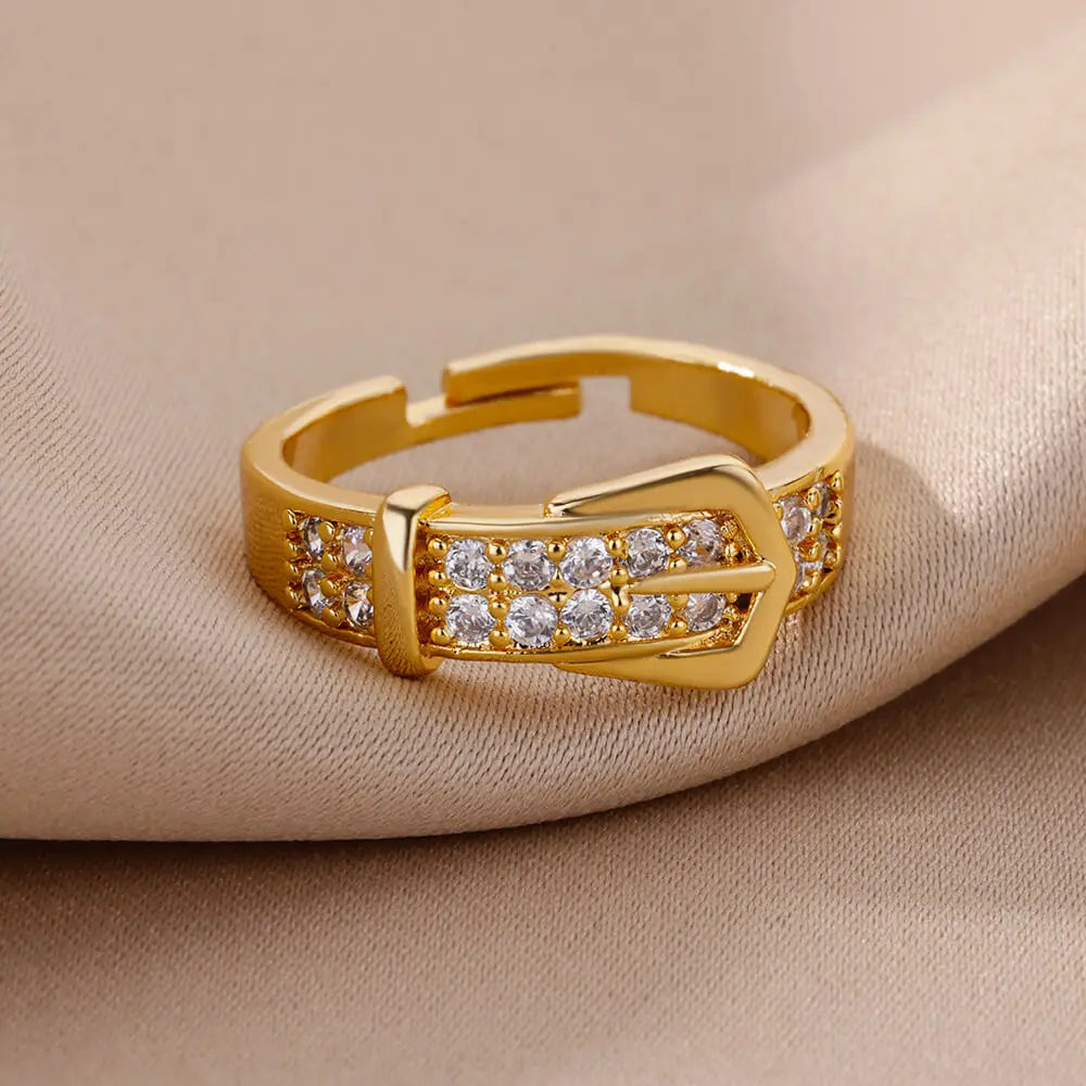 Belt Elegance – Eleganter Zirkon-Ring aus Edelstahl