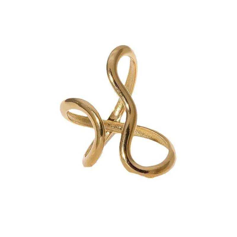 Golden Wave – Eleganter Offener Edelstahl-Ring