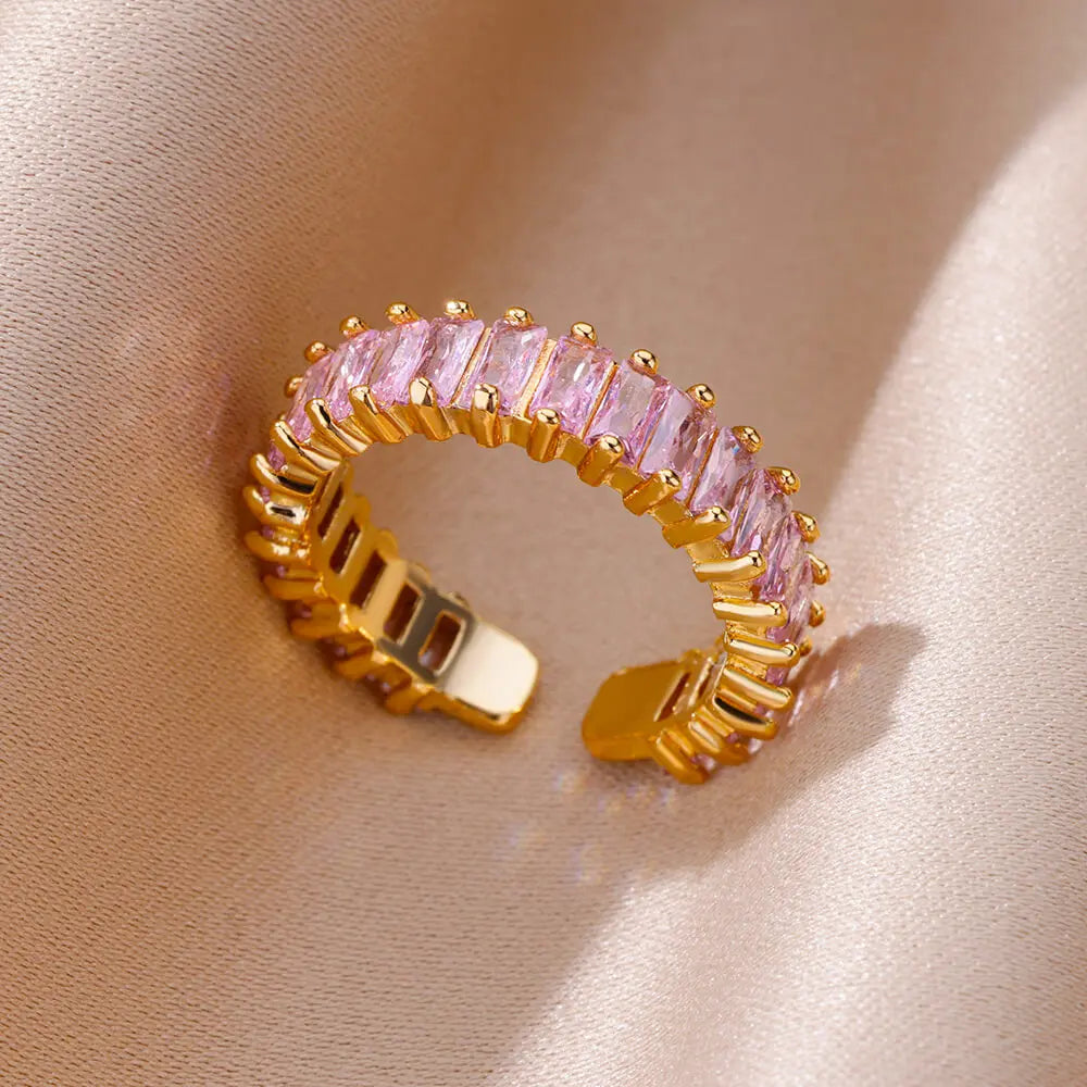 Golden Chic – Eleganter Zirkon-Ring aus Edelstahl