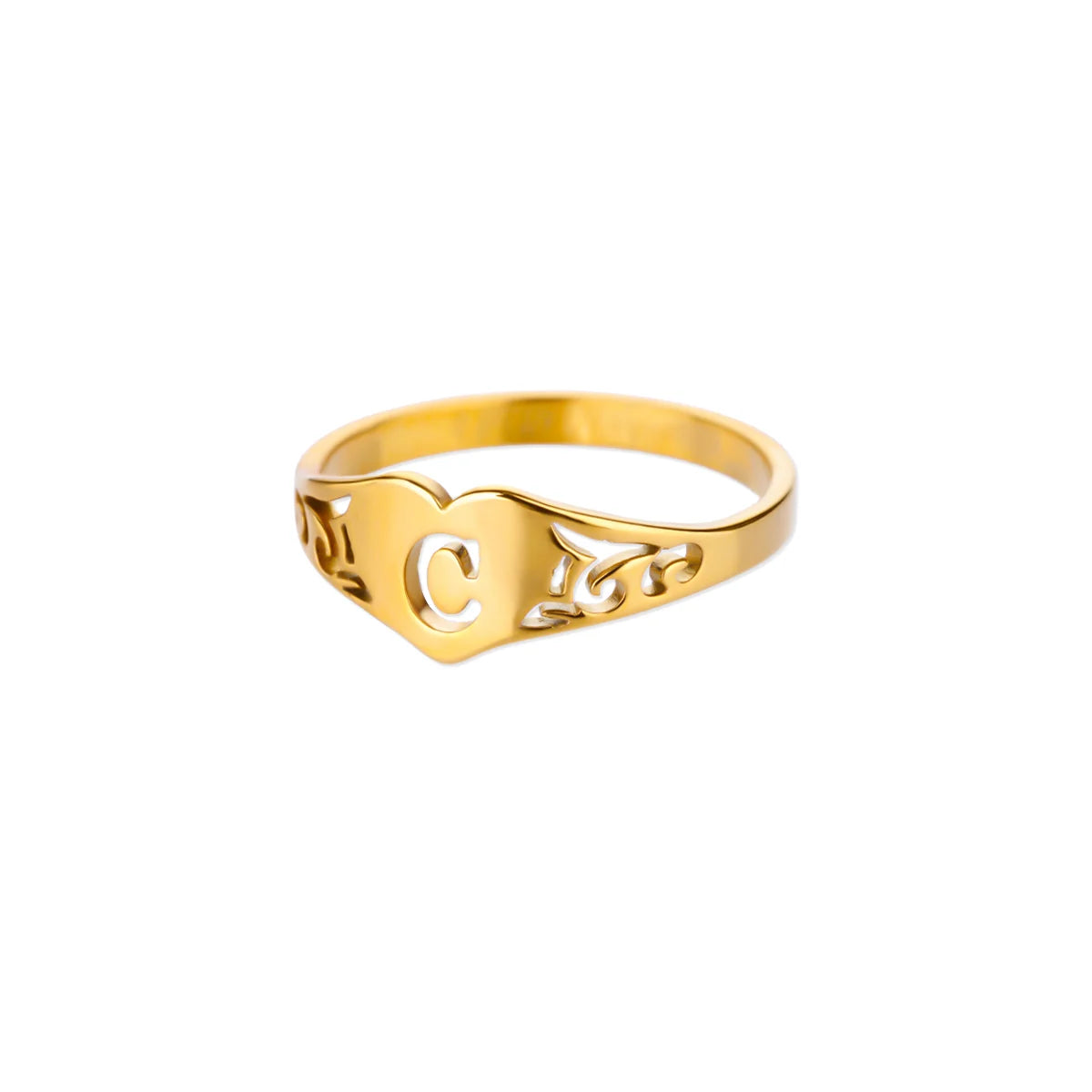 Golden Initial – Personalisierter Herz-Ring