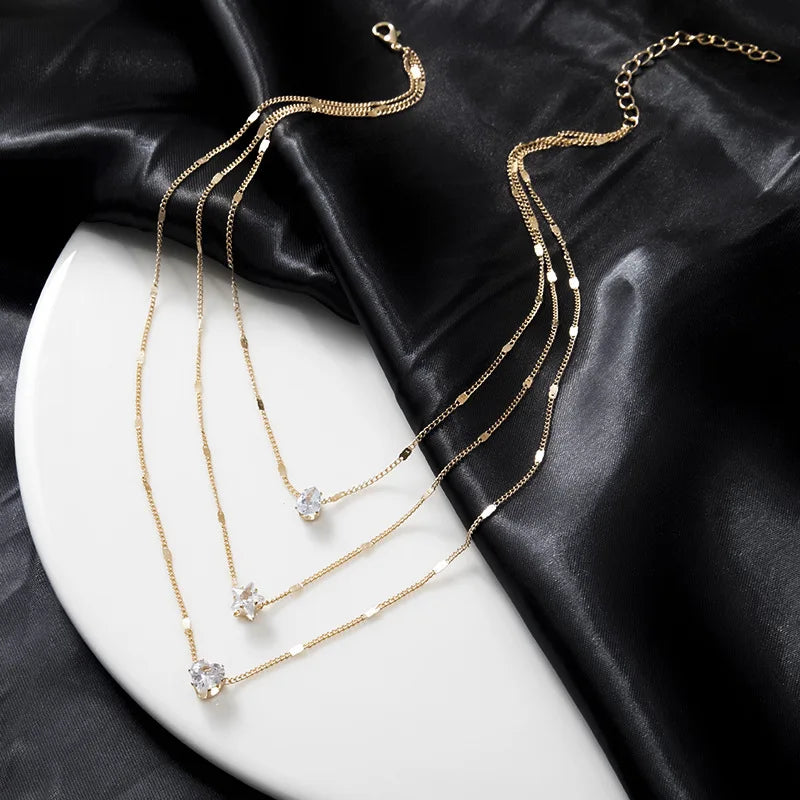 Luna Shine – Elegante Mehrreihige Zirkon-Halskette