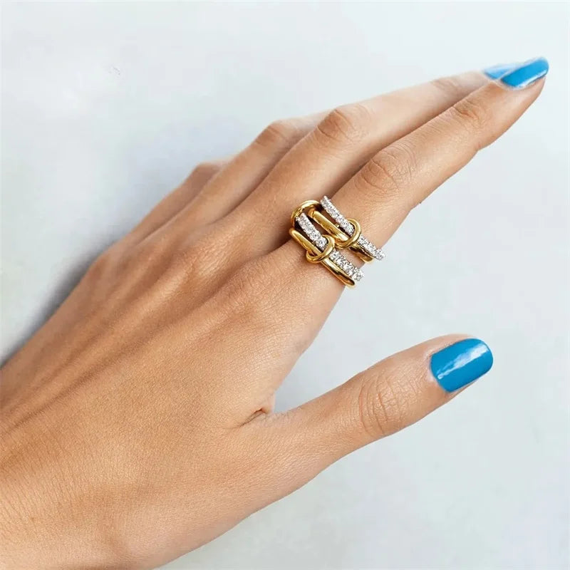 Dual Harmony – Moderner 4-Ring-Stacking-Ring