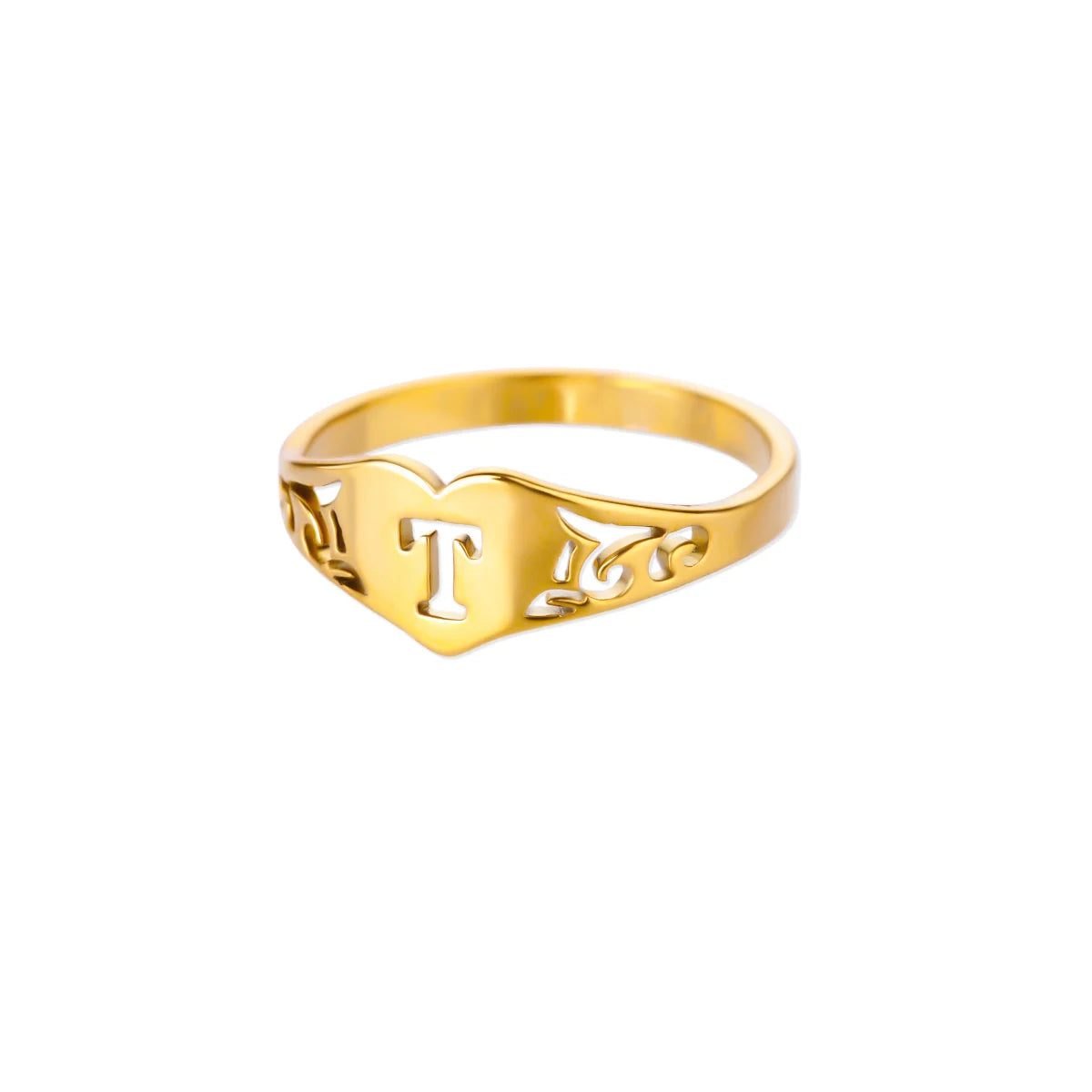Golden Initial – Personalisierter Herz-Ring