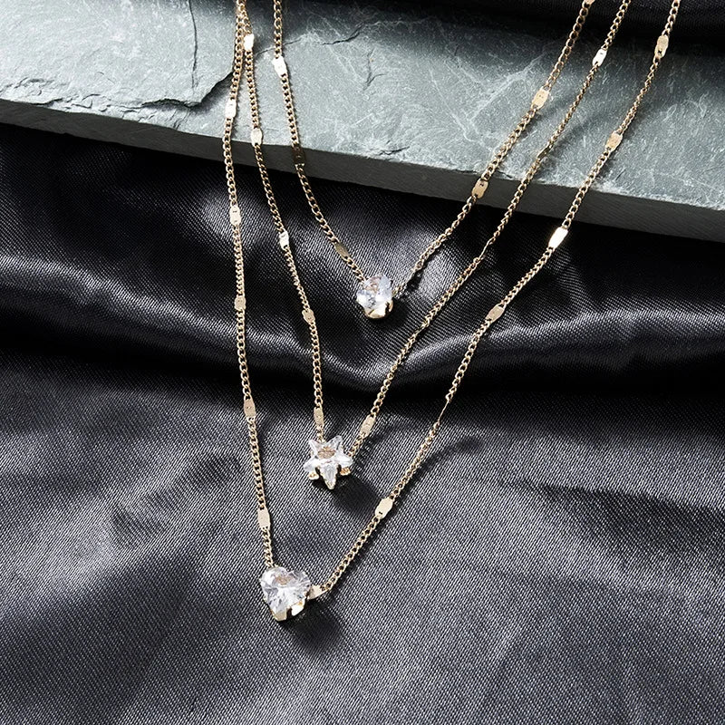 Luna Shine – Elegante Mehrreihige Zirkon-Halskette