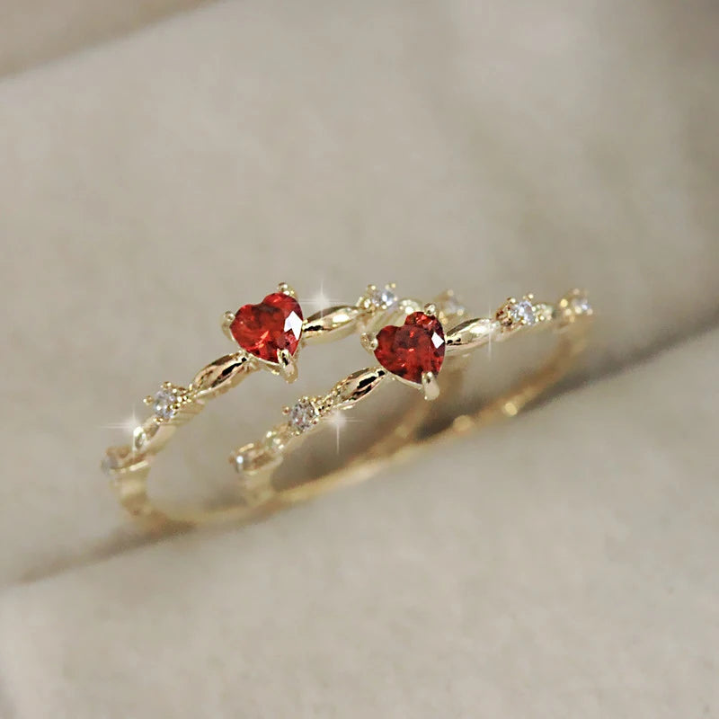 Red Love – Eleganter Zirkon-Ring mit Herzdesign