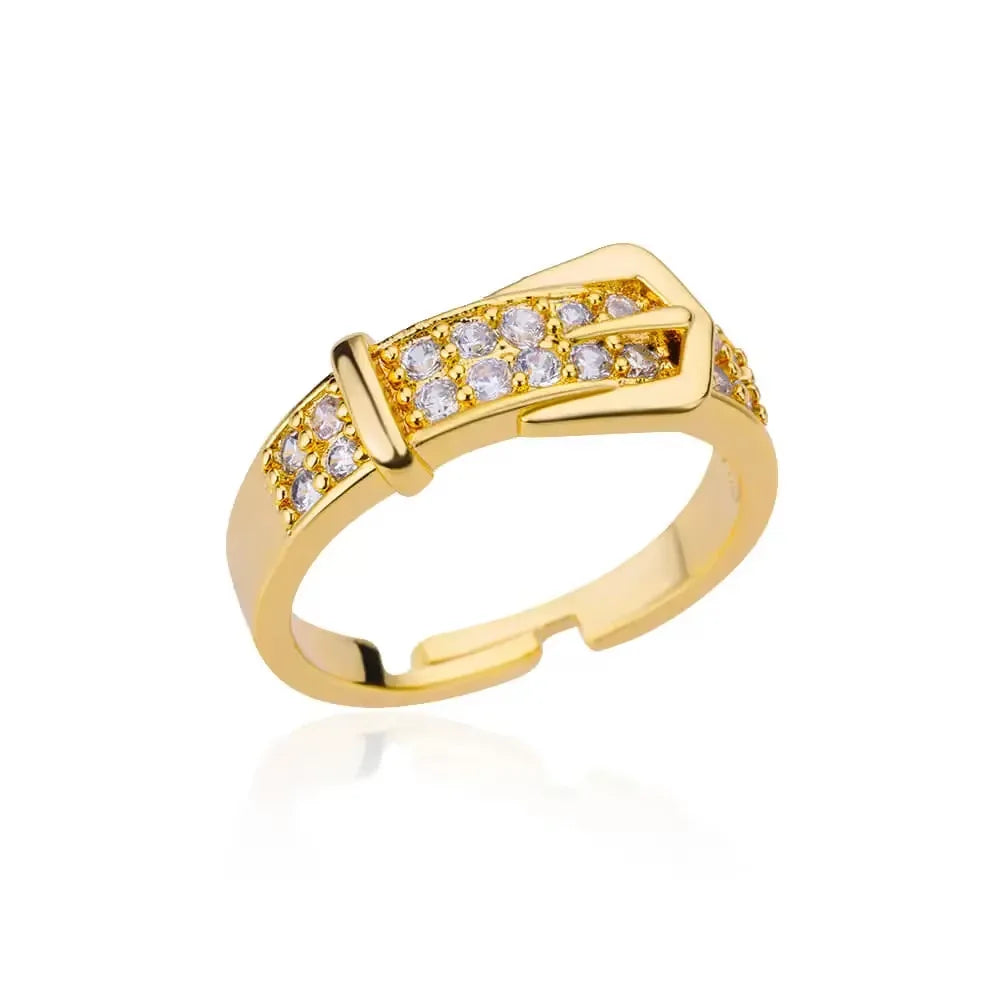 Golden Chic – Eleganter Zirkon-Ring aus Edelstahl
