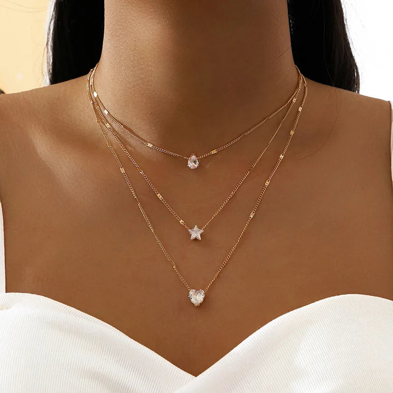 Luna Shine – Elegante Mehrreihige Zirkon-Halskette