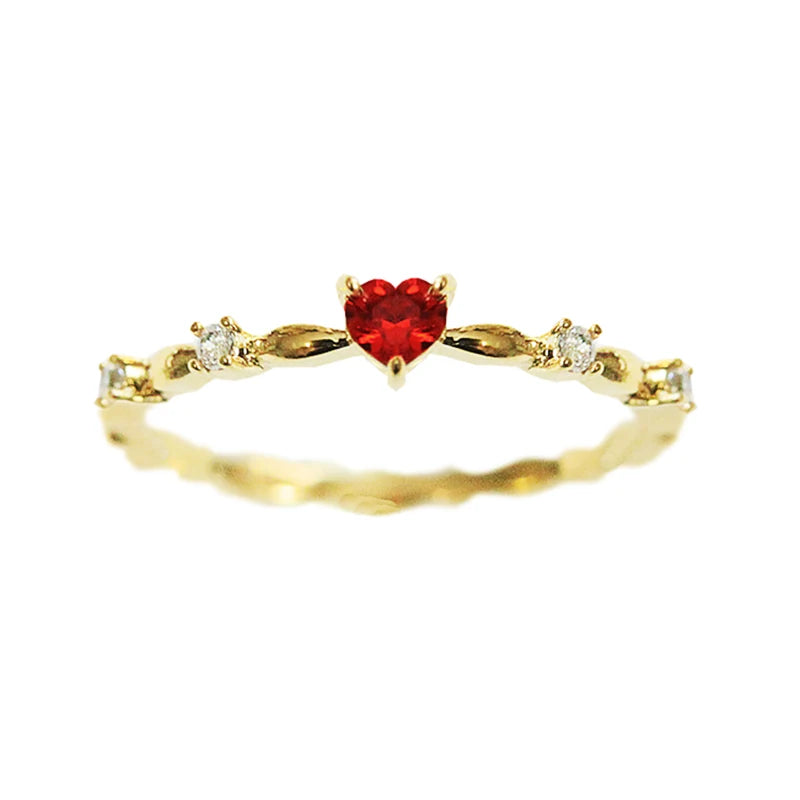 Red Love – Eleganter Zirkon-Ring mit Herzdesign