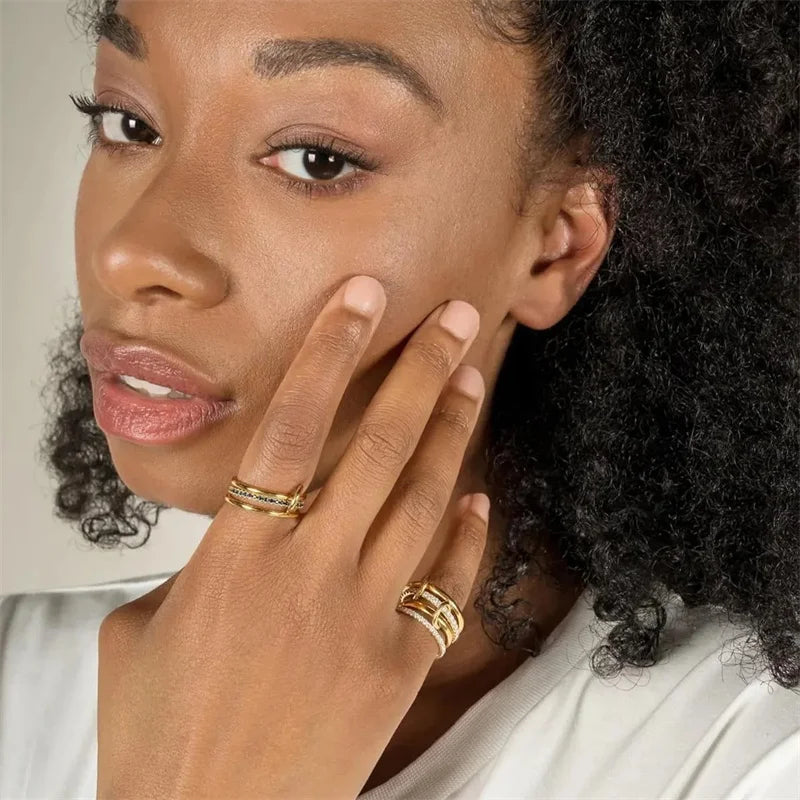 Dual Harmony – Moderner 4-Ring-Stacking-Ring