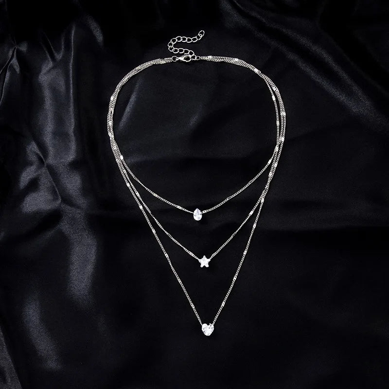 Luna Shine – Elegante Mehrreihige Zirkon-Halskette