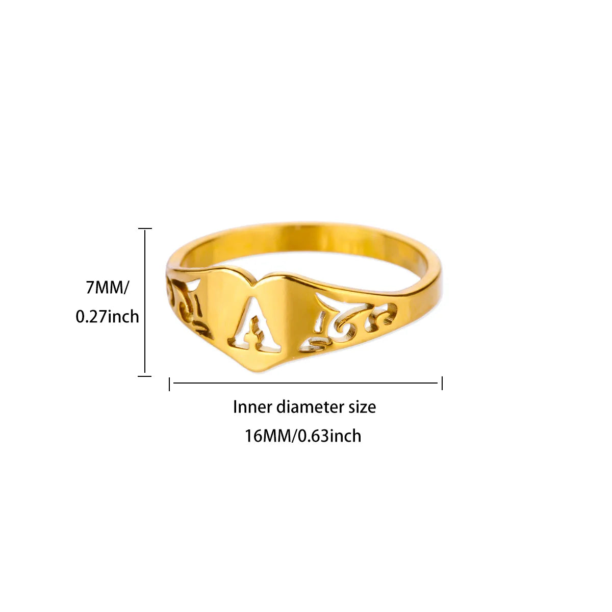 Golden Initial – Personalisierter Herz-Ring