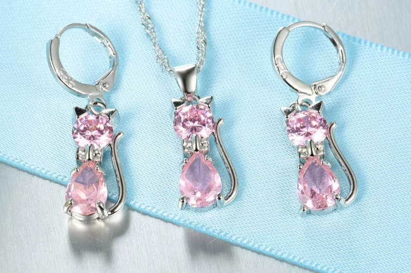Crystal Cat – 925er Sterling-Silber Schmuckset ✨